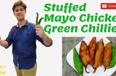 Stuffed Mayo Chicken Fried Green Chili | Homemade Stuffed Green Chili Bites | Peri Chili Bites