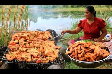 Cooking BBQ  Pork with Egg and chili  recipe  By village & Cooking life