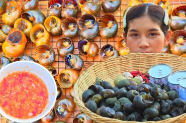 Yummy food recipe|Steamed and grilled river snails  with chili dressing / Champa's Recipe 2