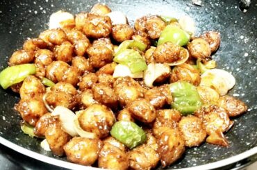 सोया चीली Soya Chili with soy chunks no artificial colour healthy appetizer easy to cook recipe