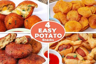 4 Easy Potato Snack Recipes | Aloo Tikki | Cheese Balls | Potato Fritters | Potato Toffee | Toasted
