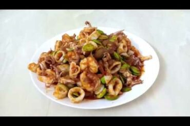 Home Made Chili Paste Petai With Sotong & Prawn | 辣椒炒乌贼和鲜虾