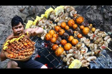 Cooking Spicy Red Duck egg Recipe - Fried Hot Chili Duck Egg in Forest Delicious Lunch Time