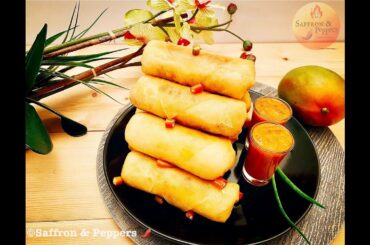 Crispy Mango-Chili Chicken Rolls (delicious Asian appetizers/starters recipe)