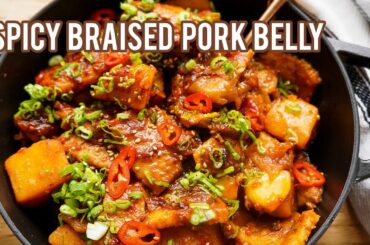 Braised Pork Belly Korean Recipe- Spicy Gochujang Flavour