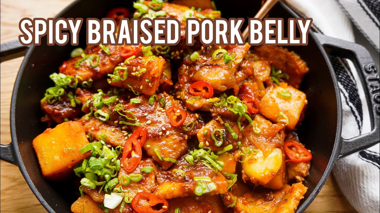 Braised Pork Belly Korean Recipe Spicy Gochujang Flavour Chili Chili