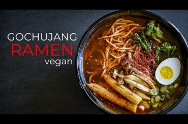 GOCHUJANG VEGAN RAMEN RECIPE | KOREAN CHILI PASTE + CASHEW EGG!