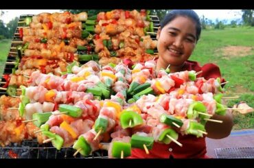 Amazing Cooking BBQ Pork with Big Red Chili recipe By village & Cooking life