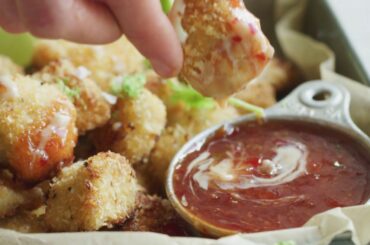 Coconut popcorn chicken with sweet thai chili lime sauce