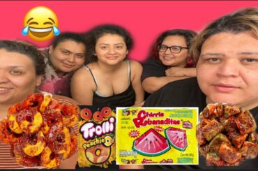 chile candy (diy ) candy mukbang with the sisters