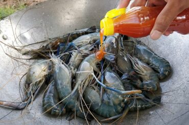 Prawn Fried Chili Sauce Recipe / River Prawn Cooking Water Spinach
