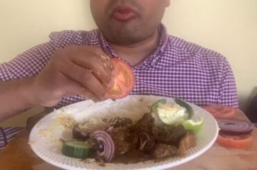 Eating Bashmoti Rice,Beef Curry,Egg.Begun Vhaja.Salad,Onion.Chili.-EATING ASMR