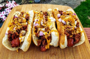 The Best HOMEMADE CHILI DOGS I've Ever Made | Masterbuilt Gravity Smoker 1050