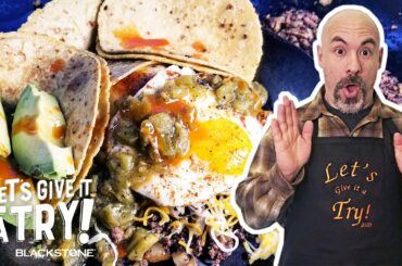 Delicious Green Chile Breakfast Skillet recipe on the Blackstone! | Let's Give it a Try