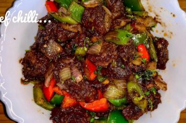 Chilli beef recipe||beef chilli chinese style||crispy chilli beef recipe