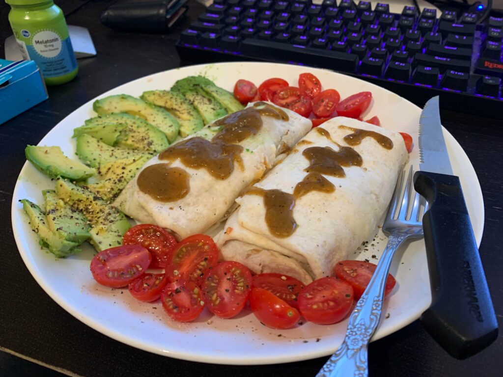 Midnight Snack Trader Joe’s bean and rice burritos with a healthy