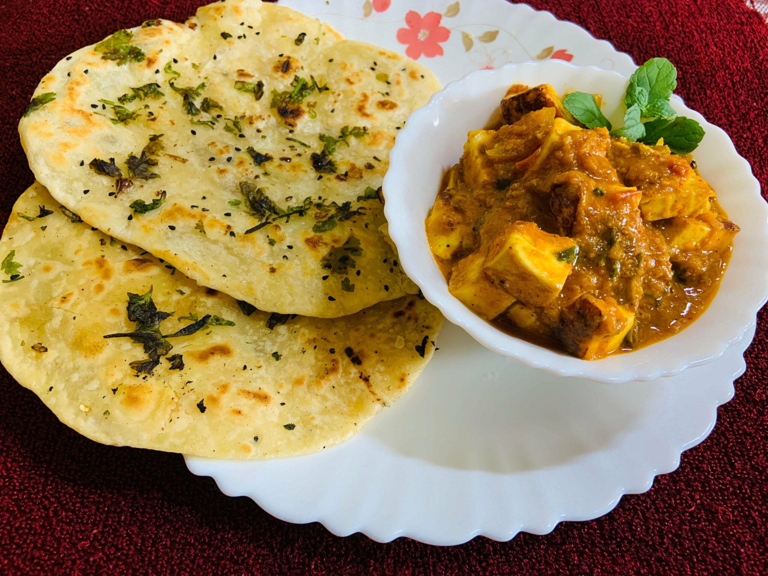 Restaurant Style Kadhai Paneer with Butter naan made at home by me