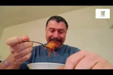 Eating Hot noodles