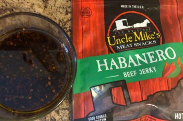 The jerky wasn’t satisfying the craving so i dipped it in some ghost chili oil.