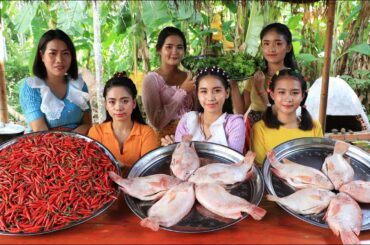 Amazing cooking fish roasted with chili recipe with my family