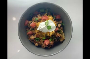 Mirabella's Kitchen: Turkey Chili Tater Tot Bowl
