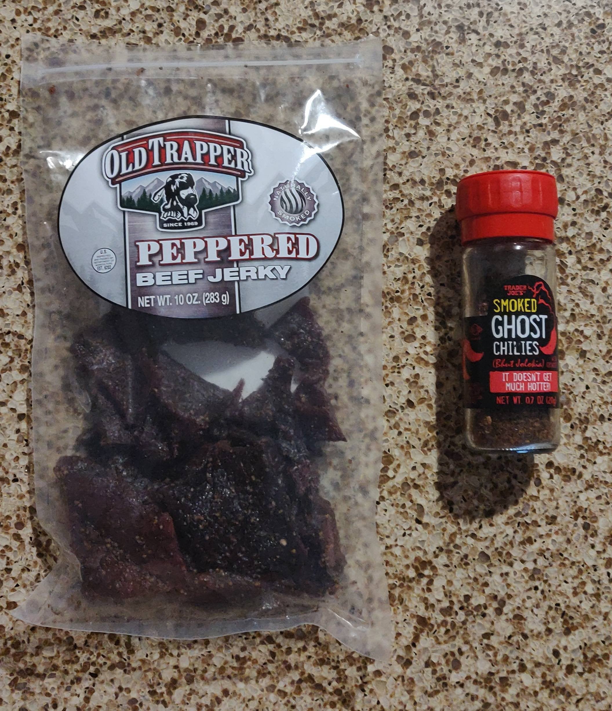 Tossed this beef jerky with some TJ's smoked ghost pepper, highly