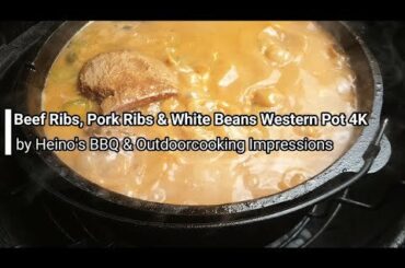 🔥🔥spicy Beef Ribs, Pork Ribs & White Beans Western Pot 4K🔥🔥
