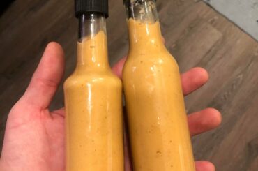 My second hot sauce. Habanero+garlic+ginger.