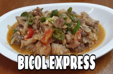 PORK BICOL EXPRESS (PORK COOKED IN COCONUT MILK WITH SHRIMP PASTEAND CHILI)