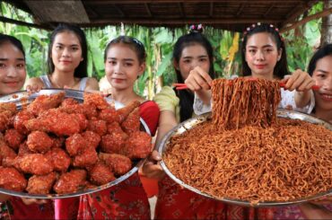 Wow amazing cooking chicken leg crispy with noodle chili recipe