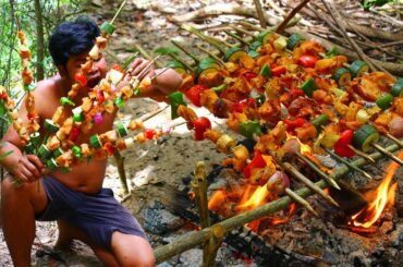 50 Sticks of Homemade Chicken bbq meat Challenged to eat with Chili Sauce - Spicy Chicken bbq Recipe
