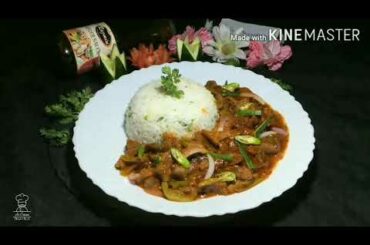 Spicy Mutton Chili Dry Served With Simple Rice