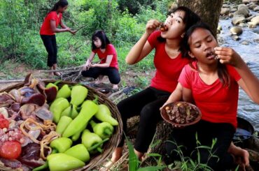The Unique gizzard and egg chicken cooking with green pepper recipe eaten delicious