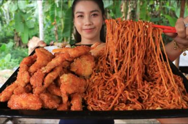 Wow amazing cooking chicken crispy with noodle chili recipe