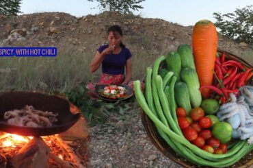 Natural life cooking skills-yummy octopus with hot chili recipe for dinner eating delicious HD