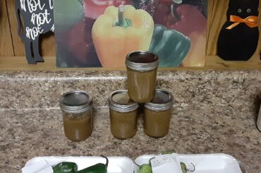 My first batch of homemade salsa. Heavy on the garlic and citrus, but it's delicious.