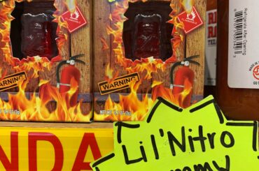 Found Lil’ Nitro, the worlds hottest gummy bear, at a local shop. I am not near brave enough to try this.