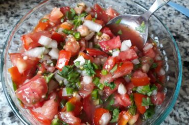 Pico with fresh tomatoes and peppers from my garden!