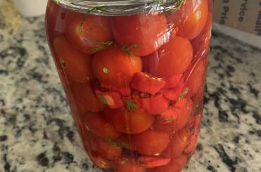 Fermented cherry tomatoes with ghost peppers
