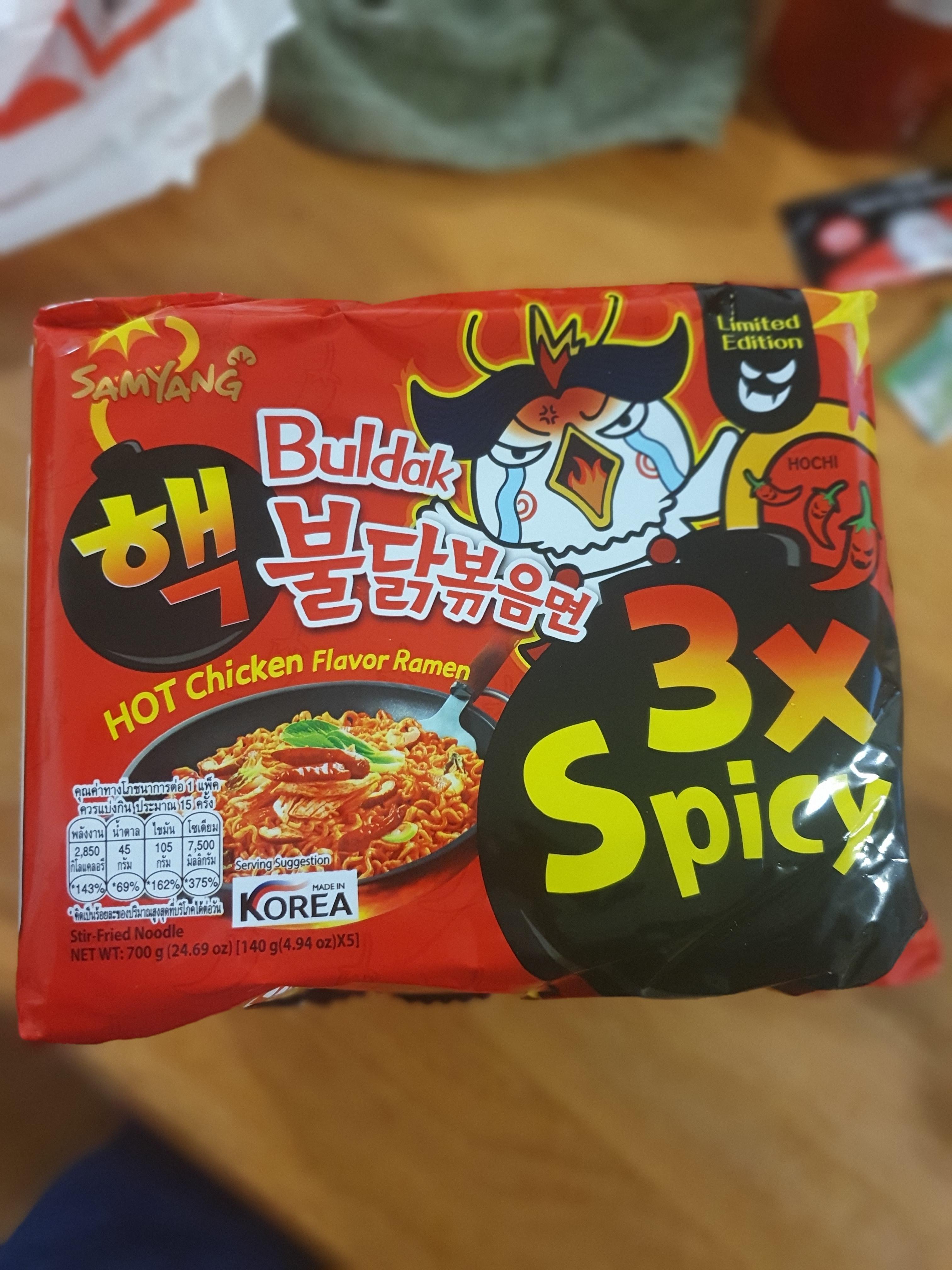 Samyang Buldak Bokkeum Myun 3x Spicy this thing burns. Chili Chili