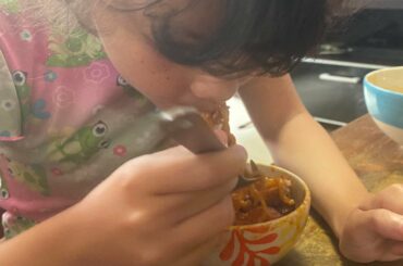 Starting early: SamYang 3x spicy with crispy pork!