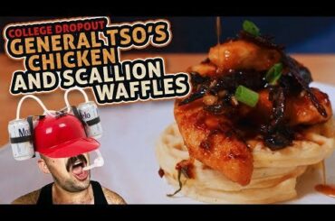 General Tso's Chicken and Scallion Waffles with Red Chillies