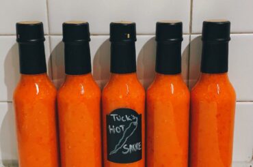 Homemade Fresno-Cayenne-Serrano hot sauce