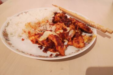 Cheese Buldak (Fire Chicken) Recipe by Maangchi (link in comments)