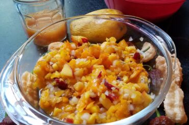 Peachy peach mango salsa. Peaches, peach ghost, mangoes, and more