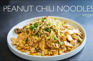 VEGAN PEANUT CHILI NOODLES RECIPE | EASY ASIAN INSPIRED SPICY UDON DISH