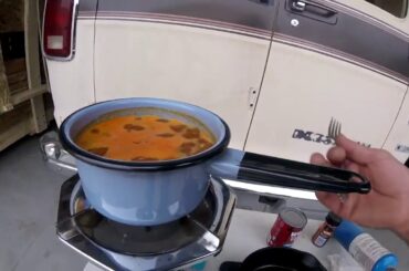 Camp Cook at Job Site, Steak and chili rice with Vidalia Onions.