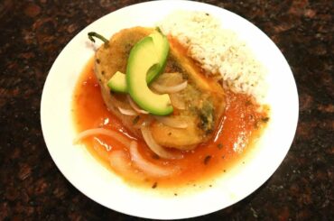 HOW TO MAKE AUTHENTIC CHILE RELLENOS WITH SPECIAL RED SAUCE WITH FLAVORFUL WHITE RICE | RECIPE