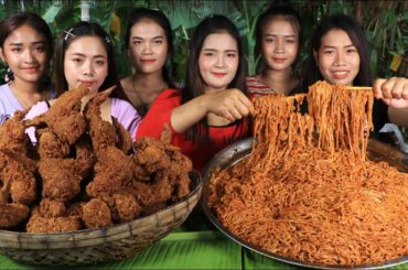 Wow amazing cooking noodle chili with chicken wing crispy recipe