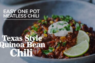 Texas Style Quinoa Bean Chili Recipe | Easy One Pot Meatless Vegetarian Chili